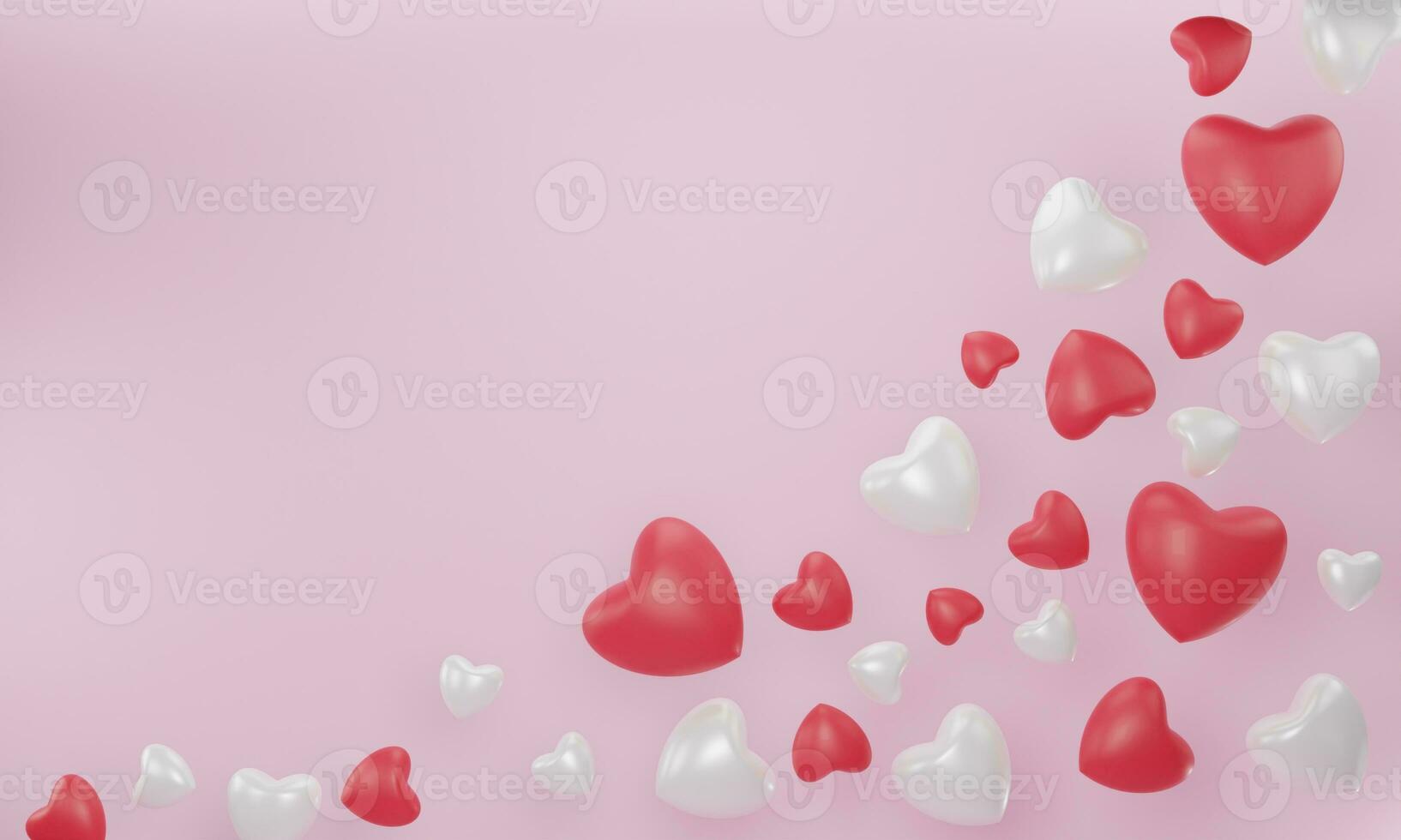 Red, white heart on pink background for Happy Women's, Mother's, Valentine's Day concept. 3d rendering photo