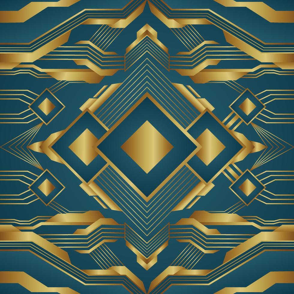 Background of Art Deco in Royal Blue and Gold vector
