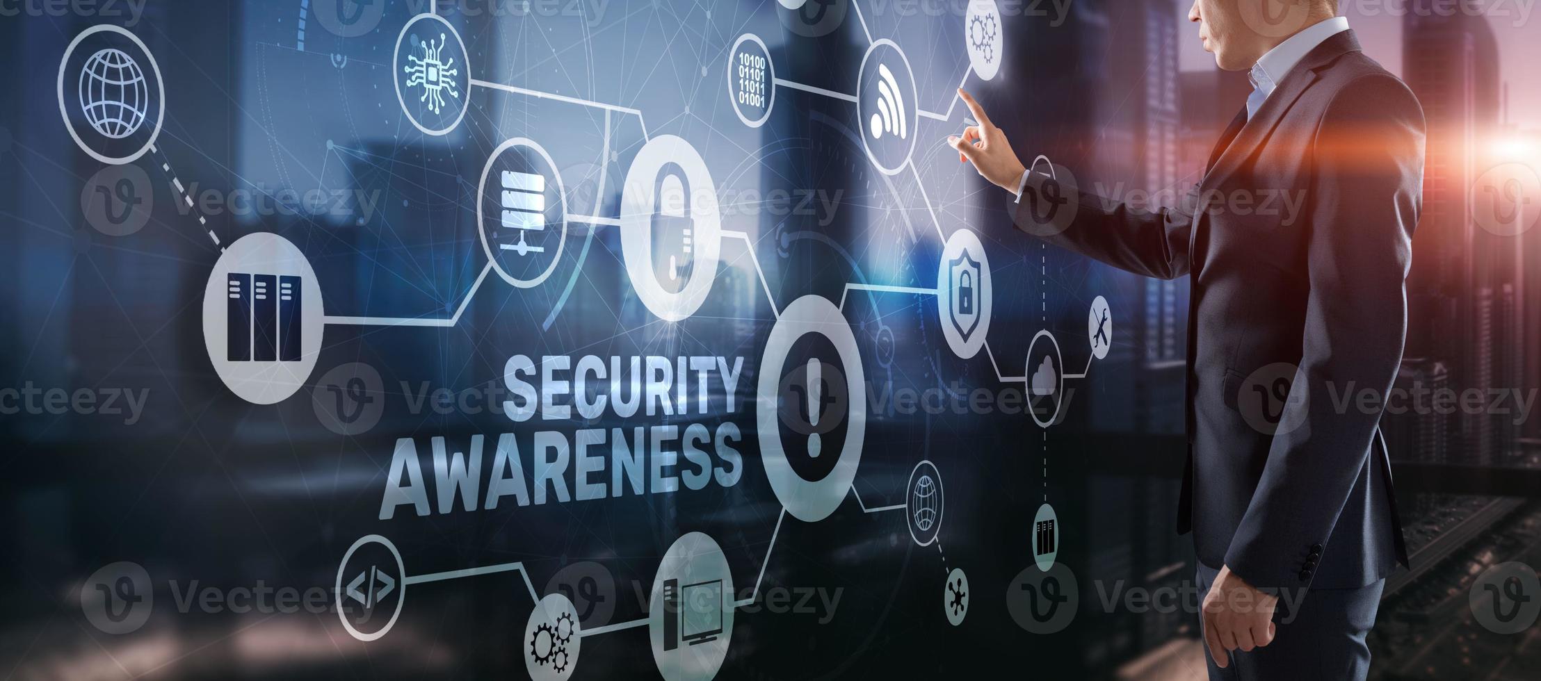 Inscription Security Awareness. Information Security Skills Management Service. Business, Technology, Internet and network concept photo