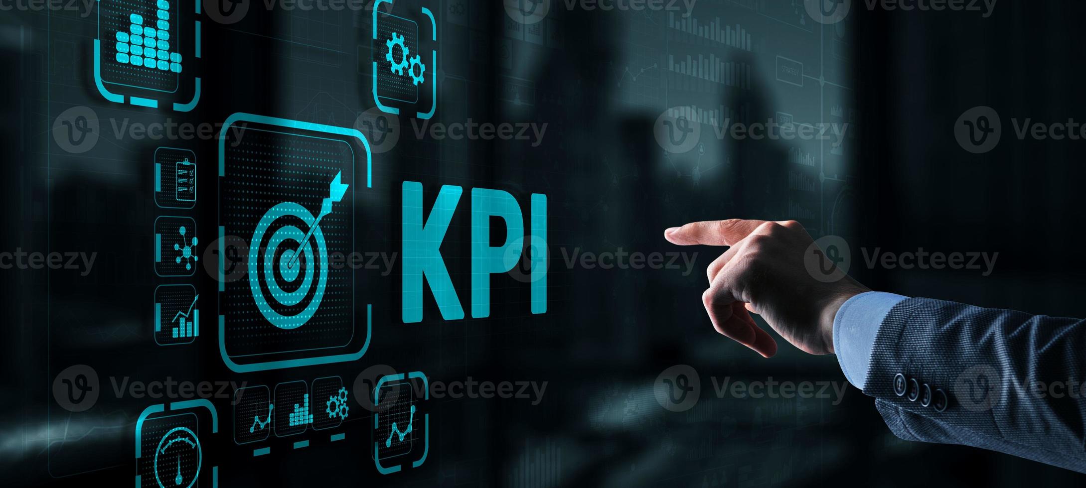 KPI Key Performance Indicator Business Internet Technology Concept on Virtual Screen photo