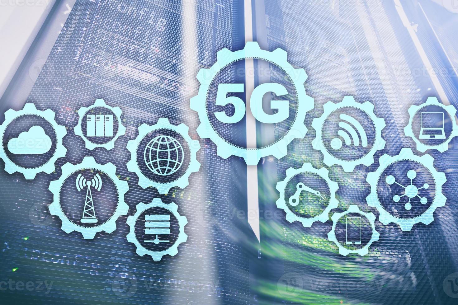 5G Network, 5G internet Connection Concept in digital background. Smart communication network concept photo
