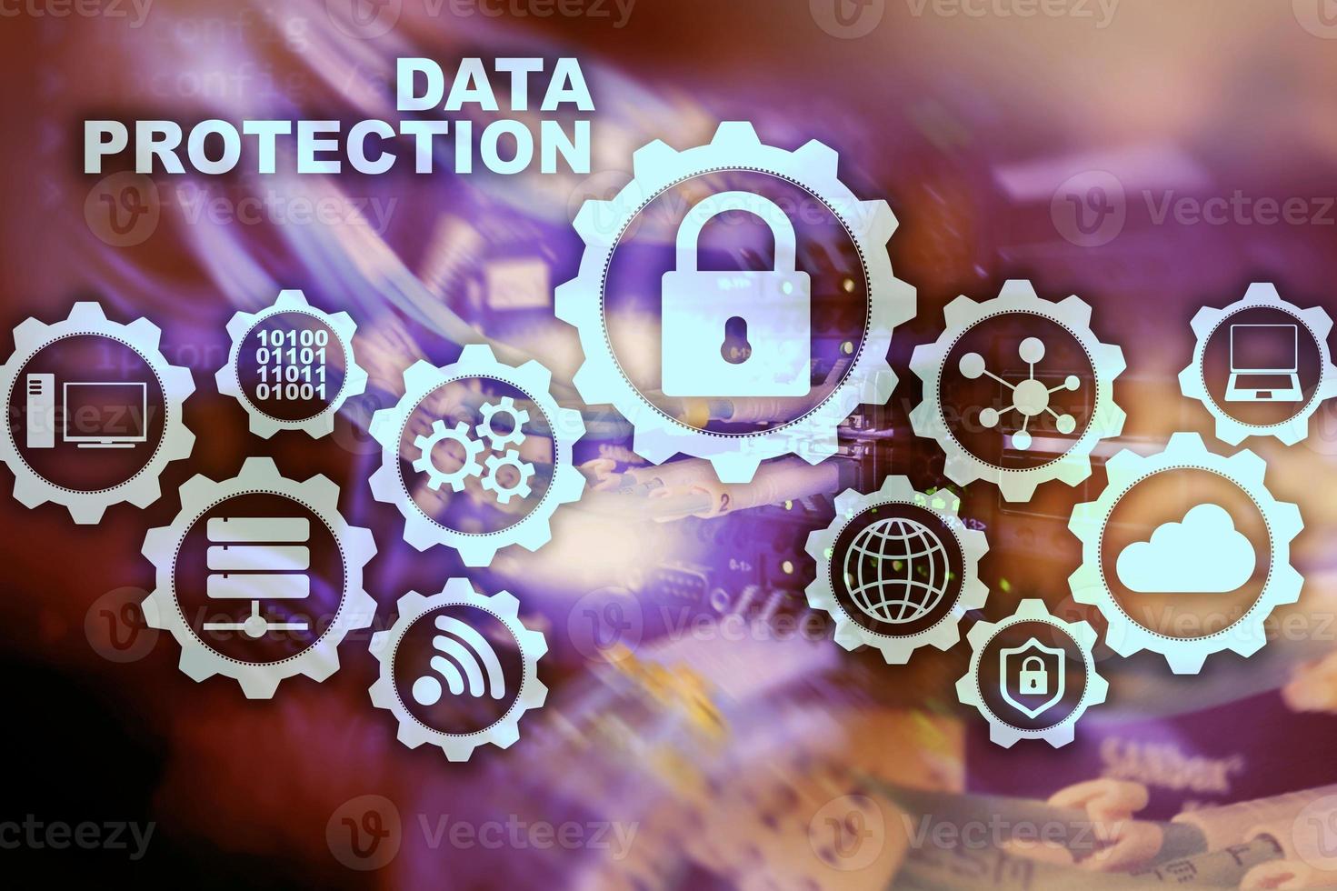 Server data protection concept. Safety of information from virus cyber digital internet technology photo