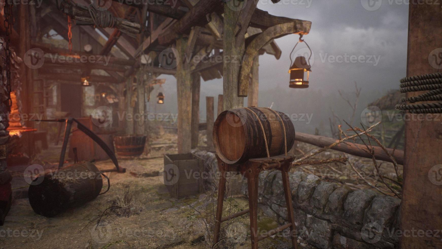 disused old blacksmith forge at the old gold mining town photo