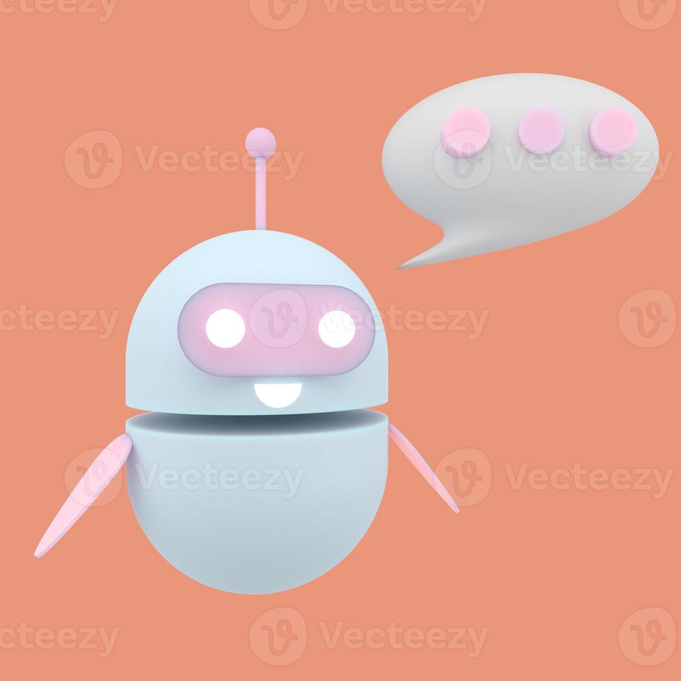 Robot chatbot icon 3d. Cute AI bot helper mascot character cartoon symbol business assistant. 3d render. photo