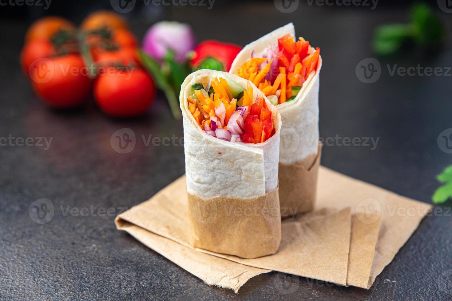 doner kebab vegetable shawarma burrito filling veggie pita vegetarian photo