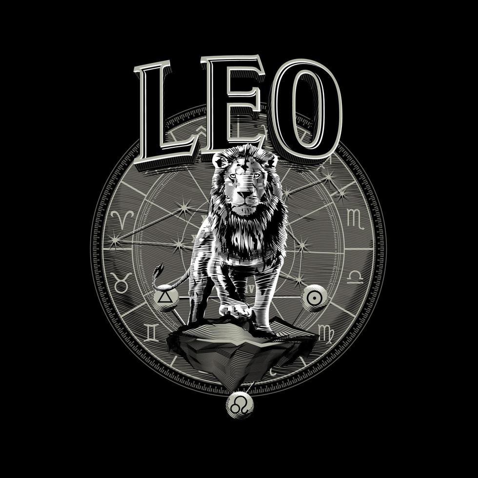 vector astrológico - arte de línea hermosa romántica dibujada a mano del zodiaco leo. ilustración aislada. diseño étnico, símbolo del horóscopo místico para su uso. ideal para el arte del tatuaje, astrología