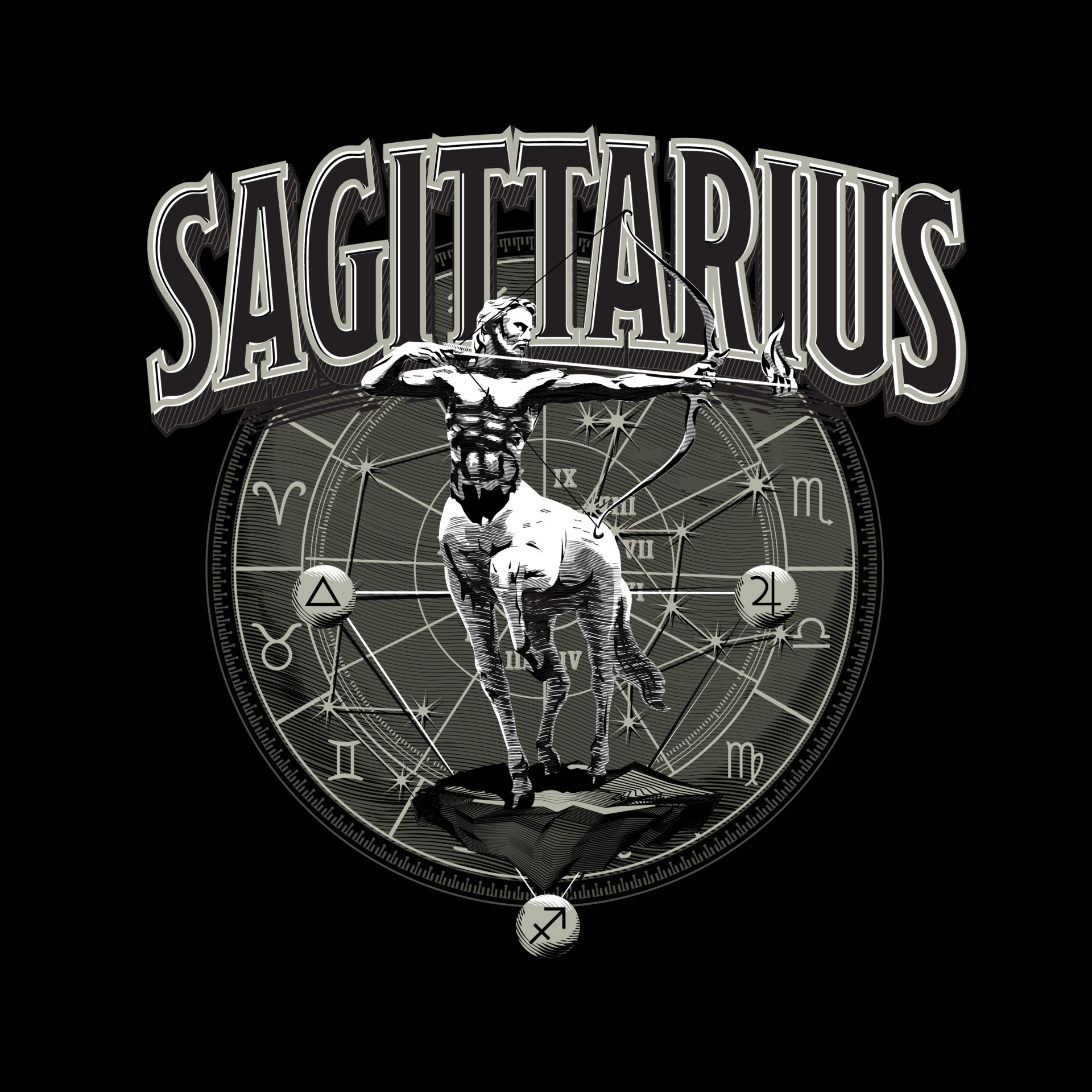 Astrological vector - Hand drawn romantic beautiful line art ...