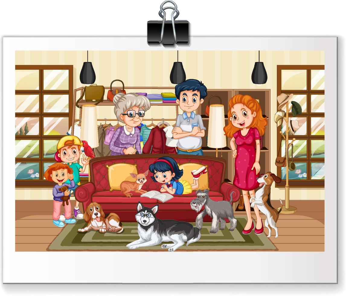 A photo of happy family in cartoon style vector