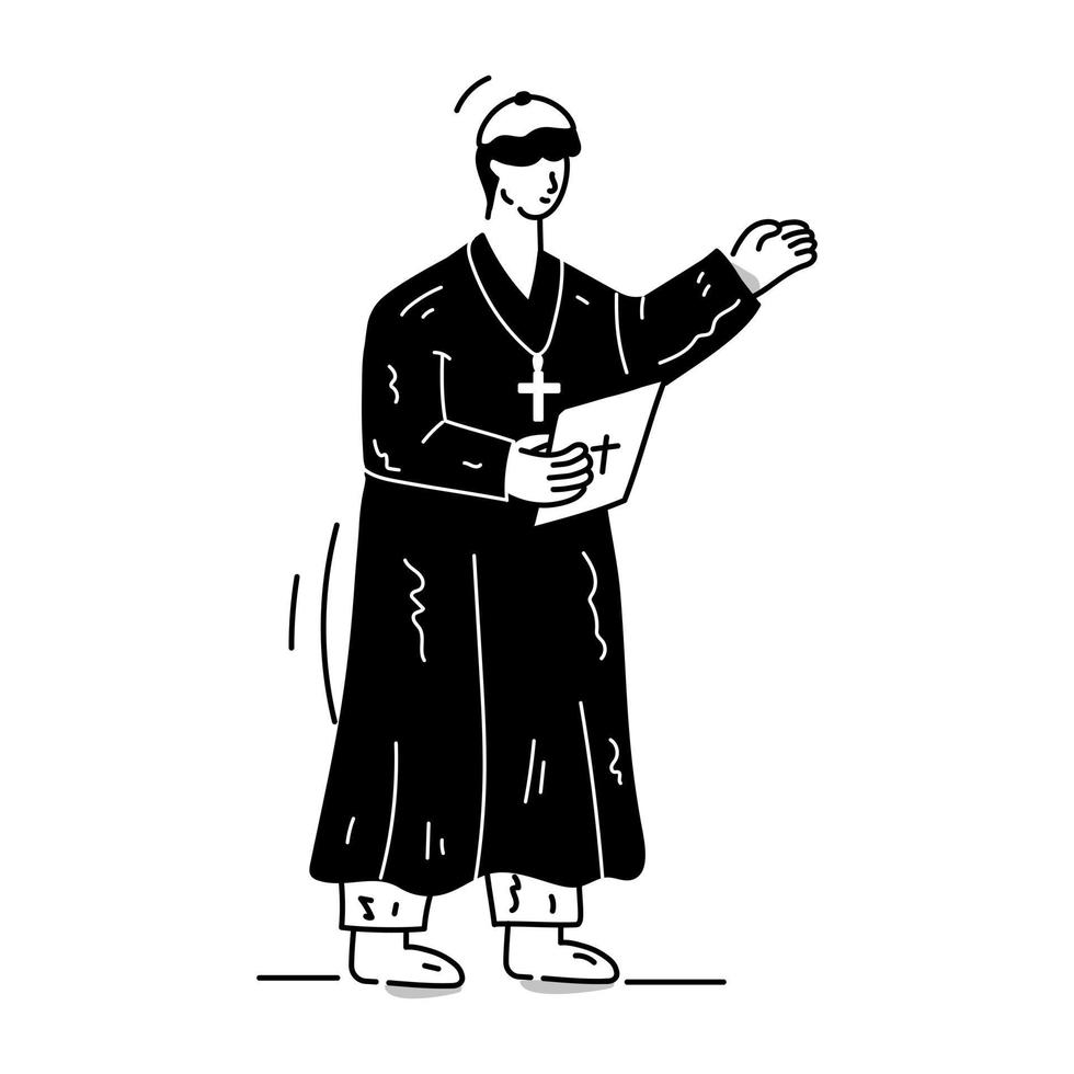 una persona religiosa, ilustración dibujada a mano de un sacerdote vector