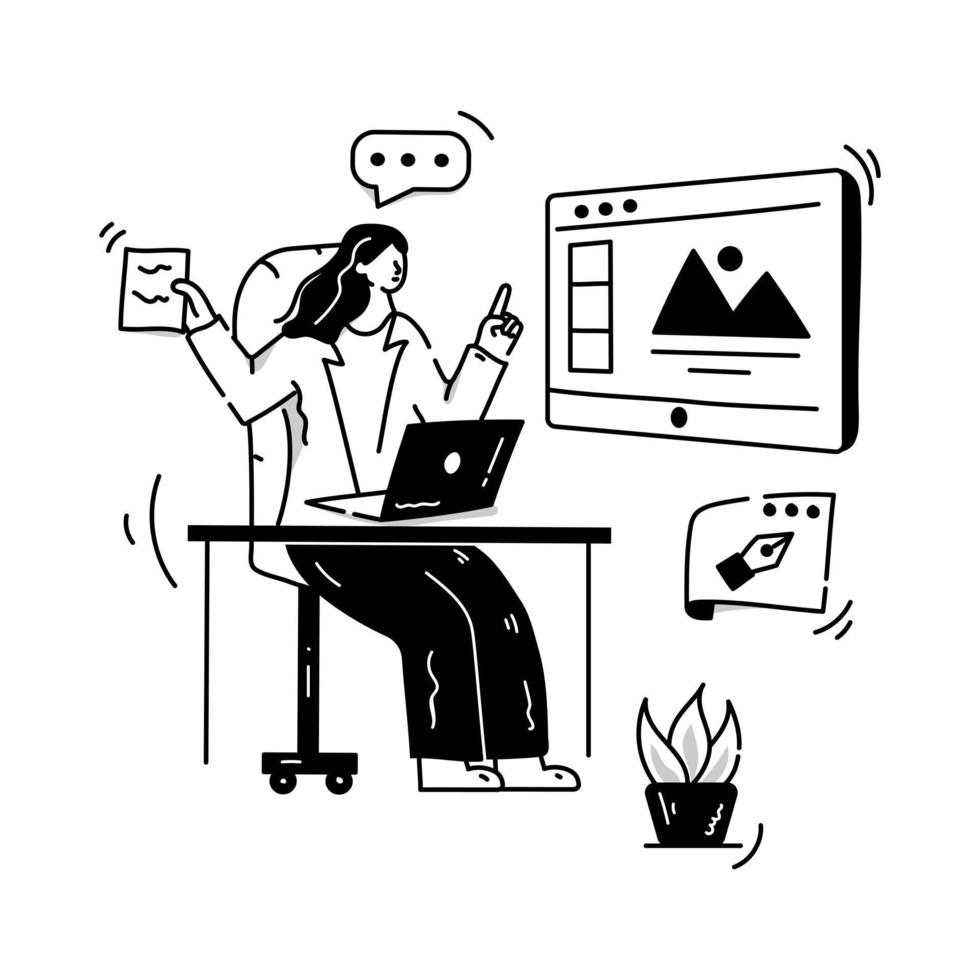 Premium vector design, hand drawn illustration of graphic editor
