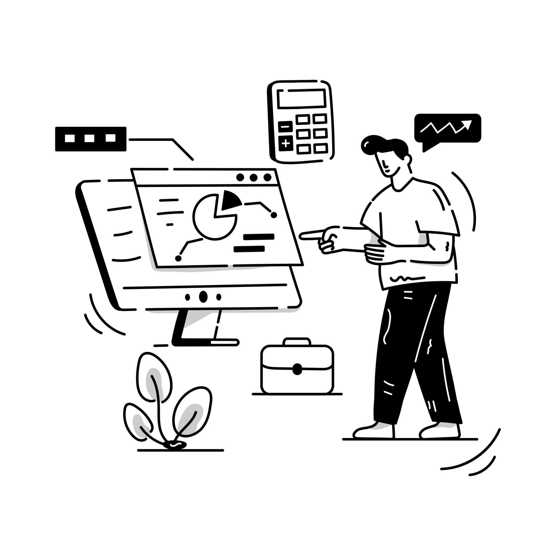 A hand drawn illustration of accounting consultant, person with