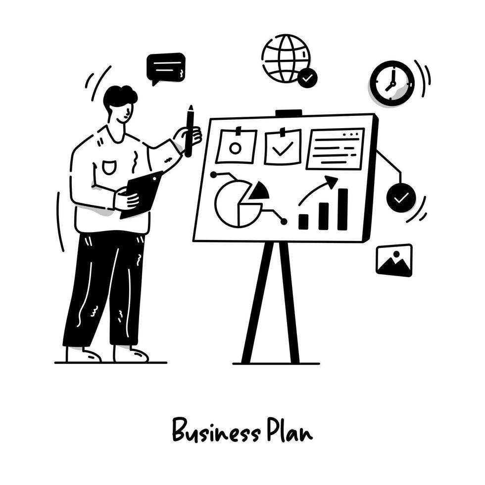 Hand drawn vector of business plan