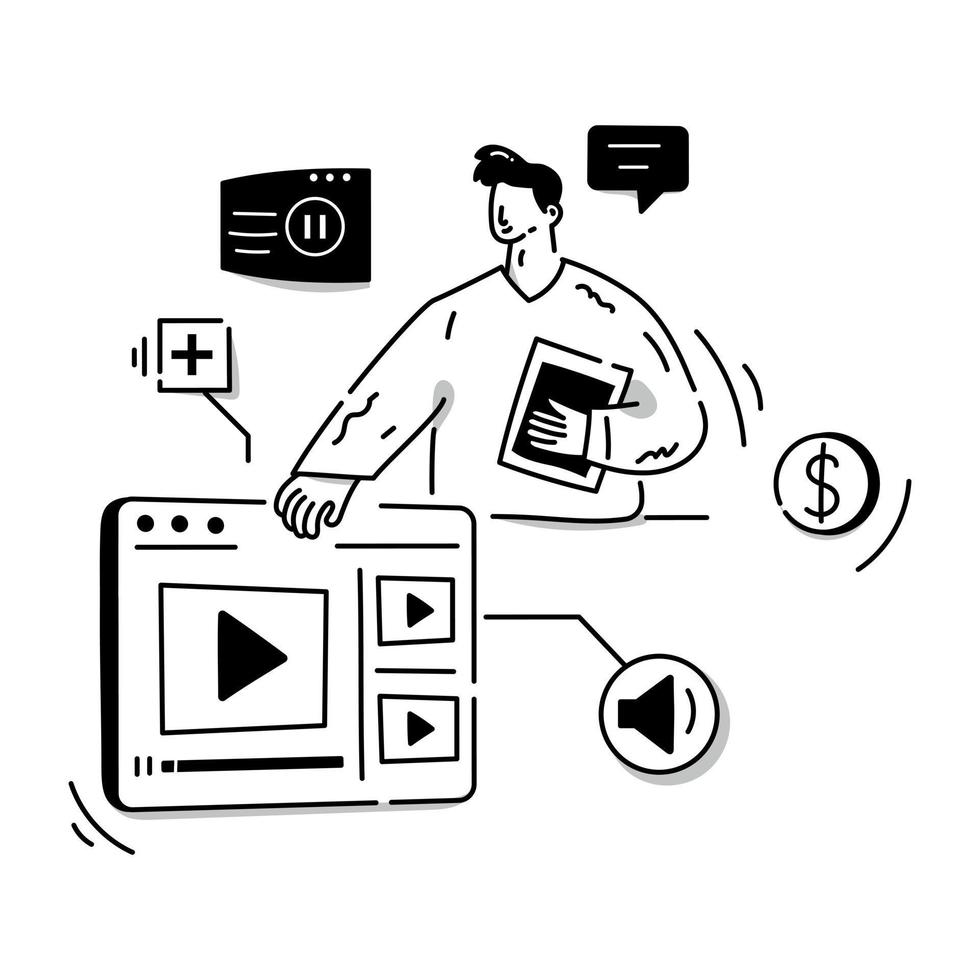 A well-designed hand drawn illustration of IT analyst vector