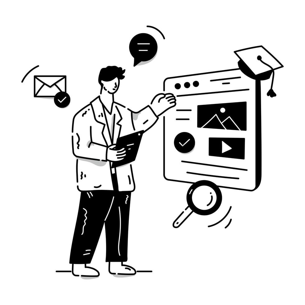 A learning software hand drawn illustration vector