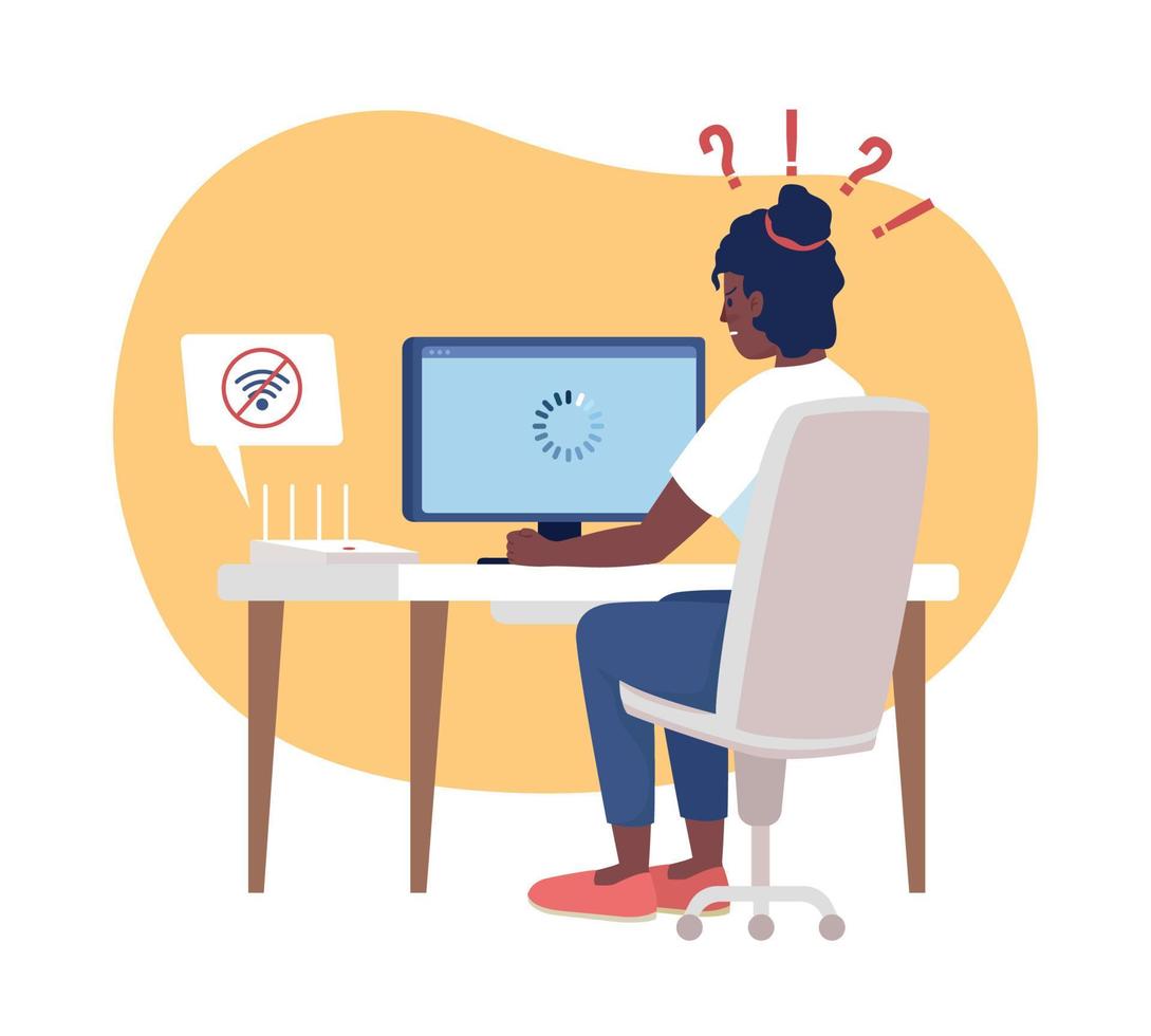 No wifi connection at home 2D vector isolated illustration