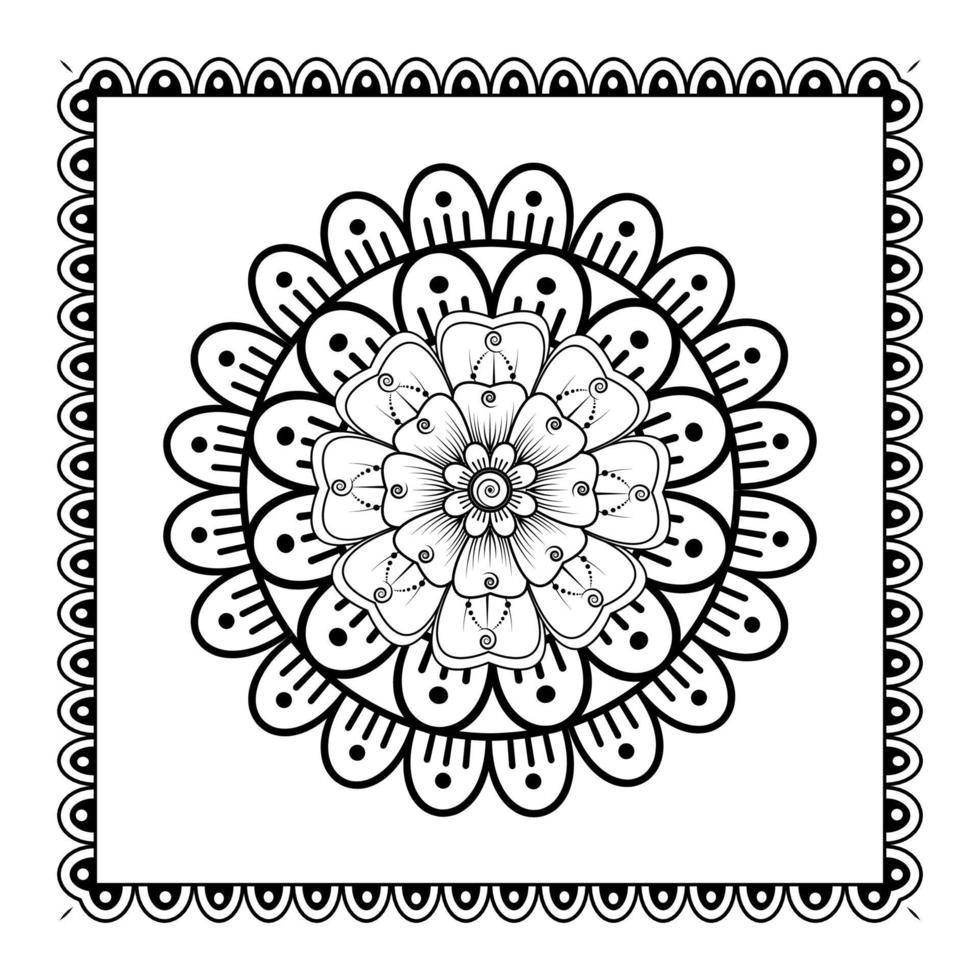 patrón circular en forma de mandala para henna, mehndi, tatuaje, decoración. adorno decorativo en estilo étnico oriental. página de libro para colorear. vector