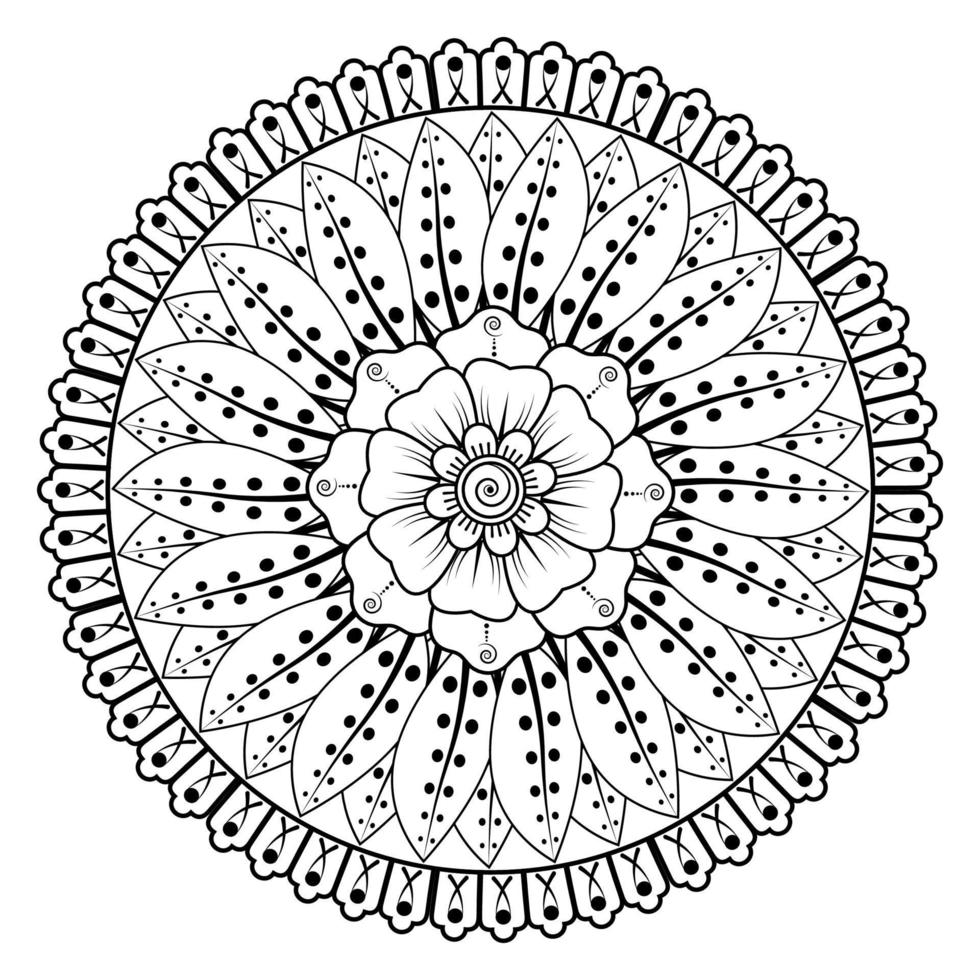 Circular pattern in form of mandala for Henna, Mehndi, tattoo, decoration. Decorative ornament in ethnic oriental style. Coloring book page. vector