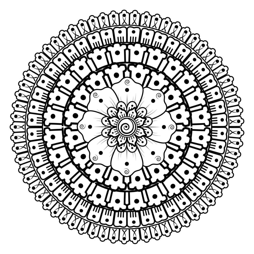 Circular pattern in form of mandala for Henna, Mehndi, tattoo, decoration. Decorative ornament in ethnic oriental style. Coloring book page. vector