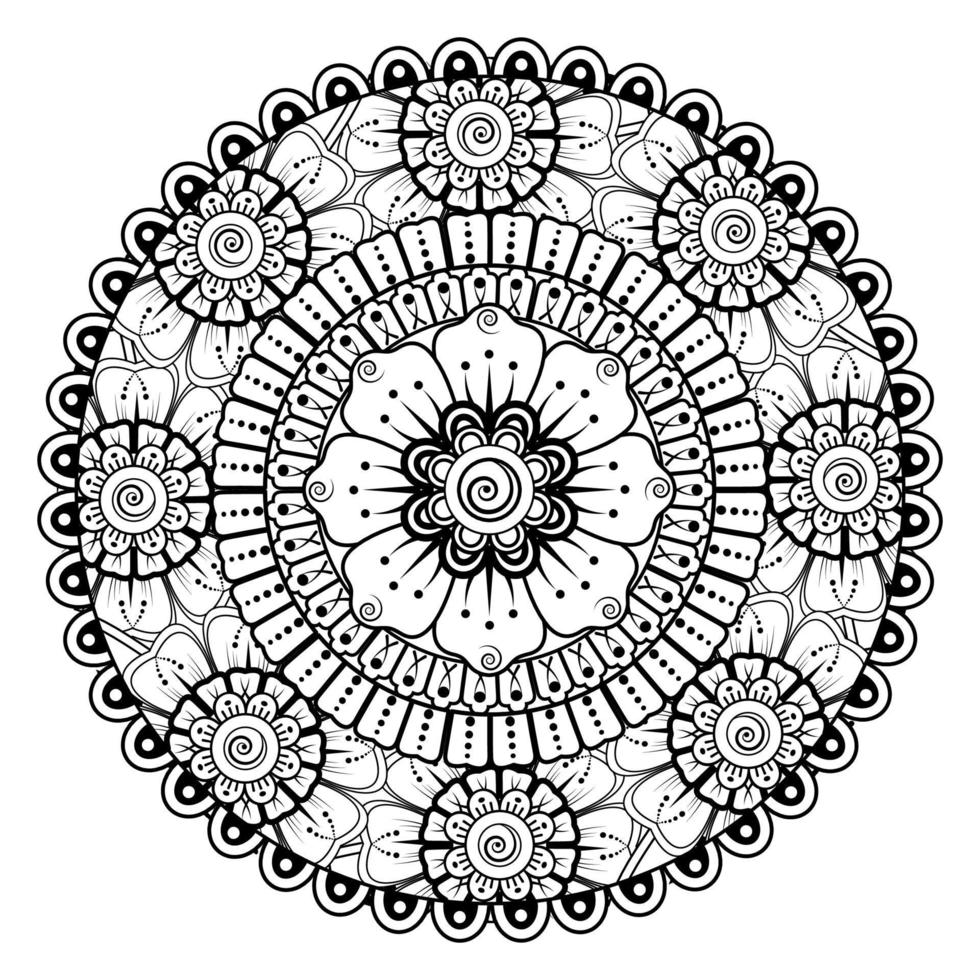 Circular pattern in form of mandala for Henna, Mehndi, tattoo, decoration. Decorative ornament in ethnic oriental style. Coloring book page. vector