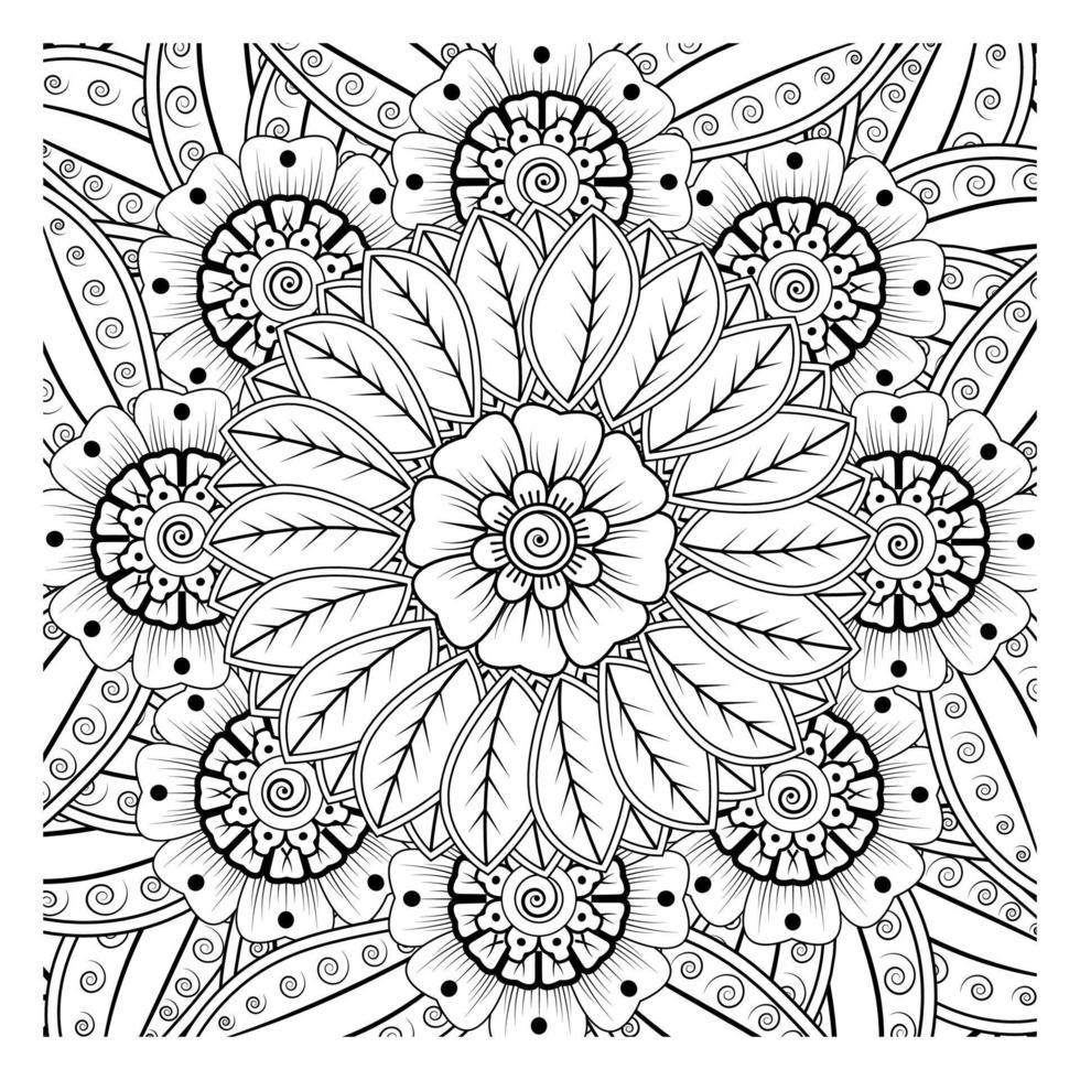 patrón circular en forma de mandala para henna, mehndi, tatuaje, decoración. adorno decorativo en estilo étnico oriental. página de libro para colorear. vector