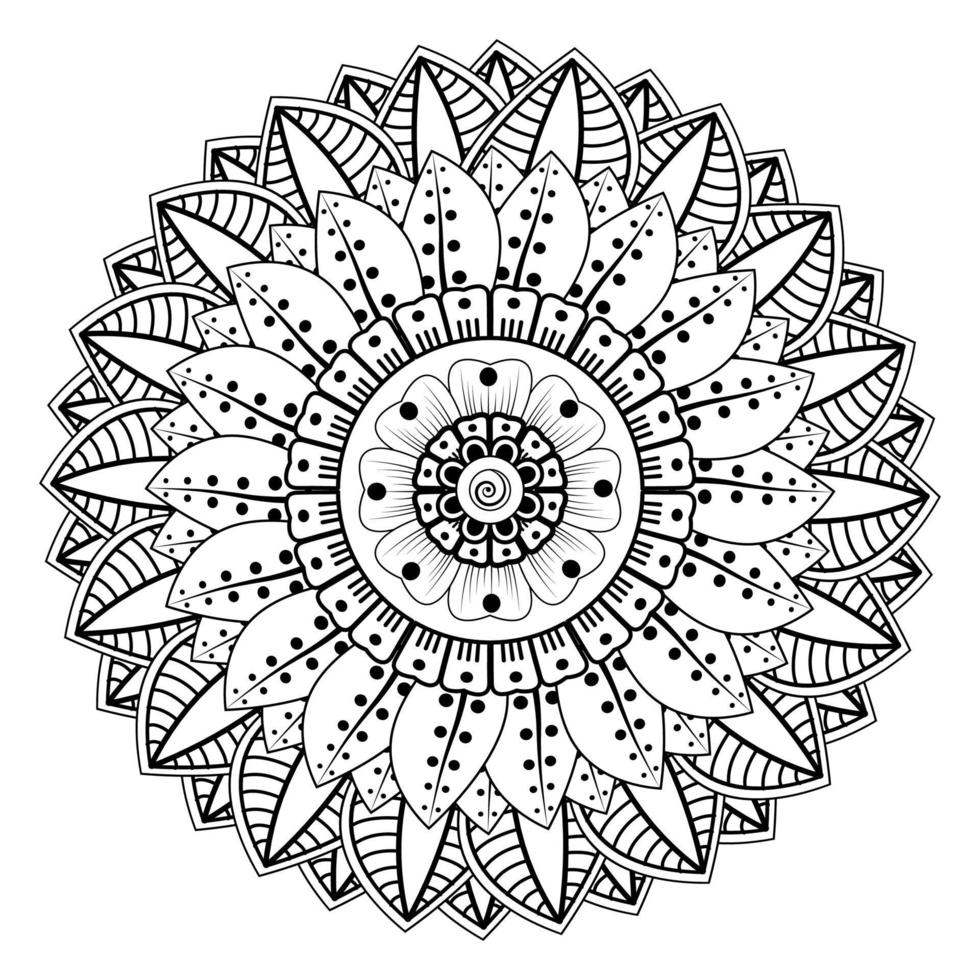 Circular pattern in form of mandala for Henna, Mehndi, tattoo, decoration. Decorative ornament in ethnic oriental style. Coloring book page. vector