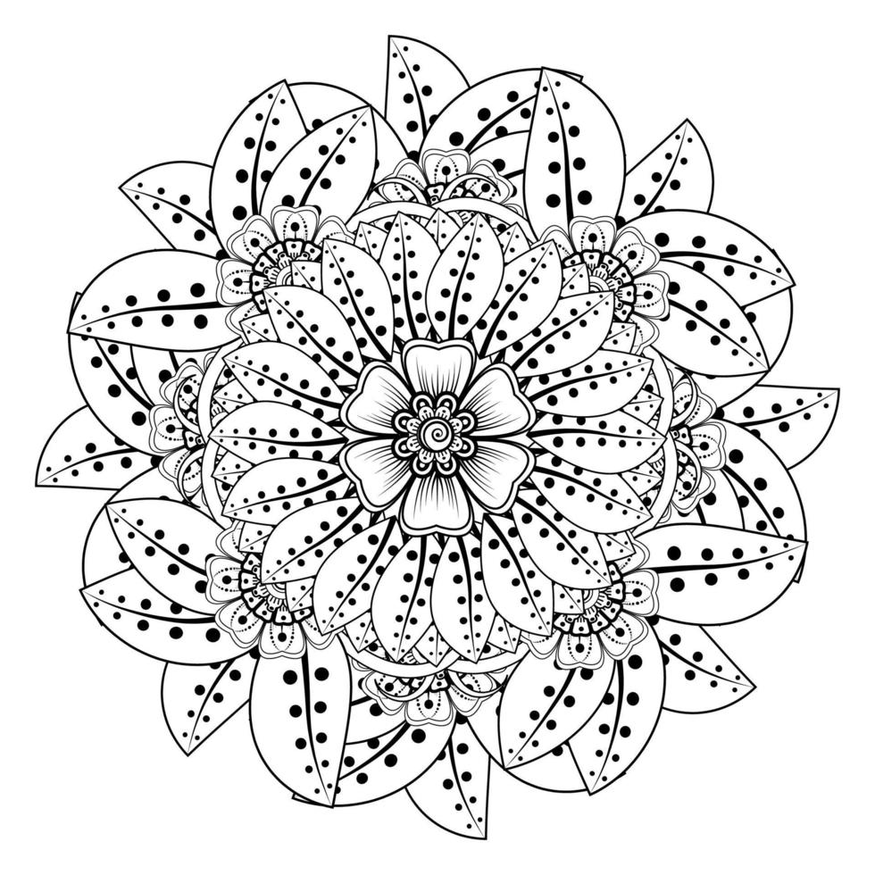 Circular pattern in form of mandala for Henna, Mehndi, tattoo, decoration. Decorative ornament in ethnic oriental style. Coloring book page. vector