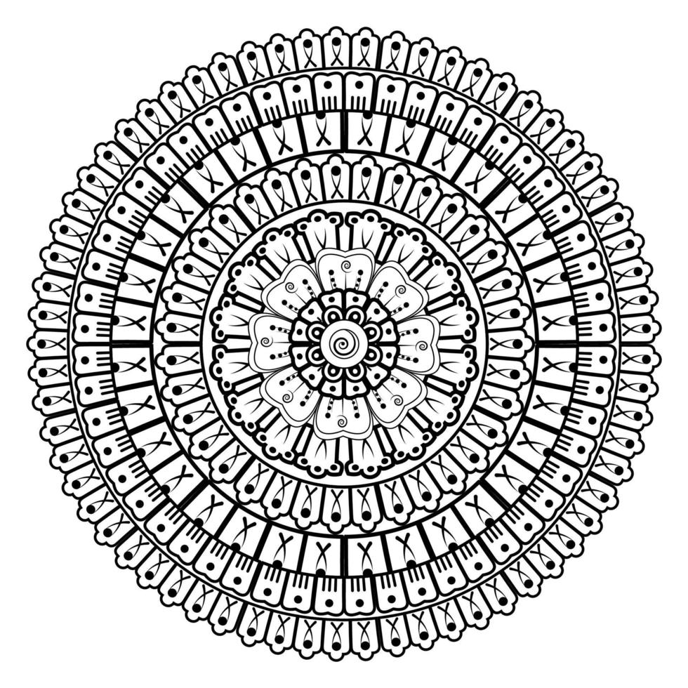 Circular pattern in form of mandala for Henna, Mehndi, tattoo, decoration. Decorative ornament in ethnic oriental style. Coloring book page. vector