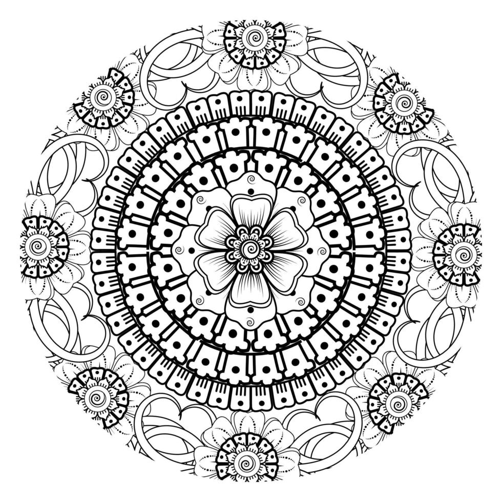 Circular pattern in form of mandala for Henna, Mehndi, tattoo, decoration. Decorative ornament in ethnic oriental style. Coloring book page. vector