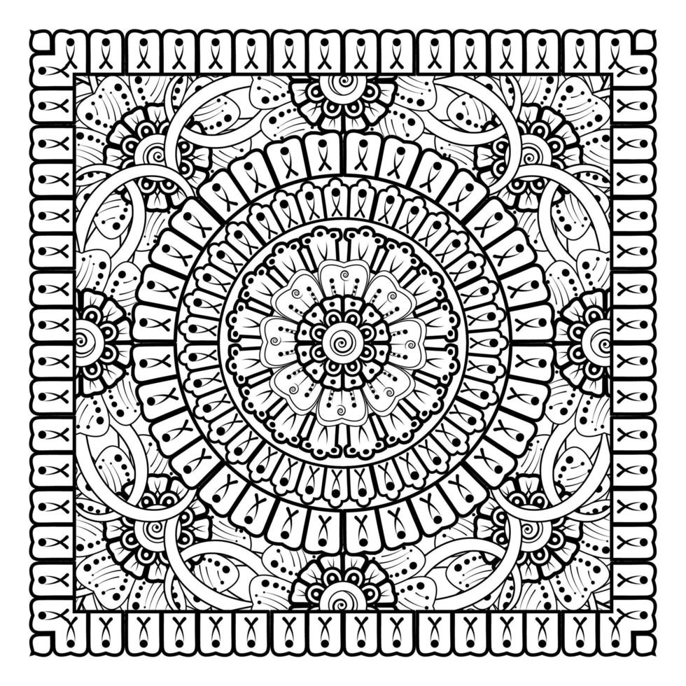 patrón circular en forma de mandala para henna, mehndi, tatuaje, decoración. adorno decorativo en estilo étnico oriental. página de libro para colorear. vector