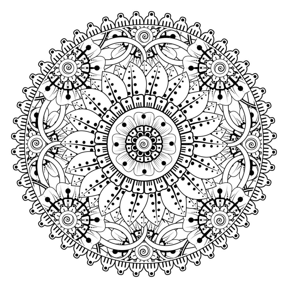 Circular pattern in form of mandala for Henna, Mehndi, tattoo, decoration. Decorative ornament in ethnic oriental style. Coloring book page. vector