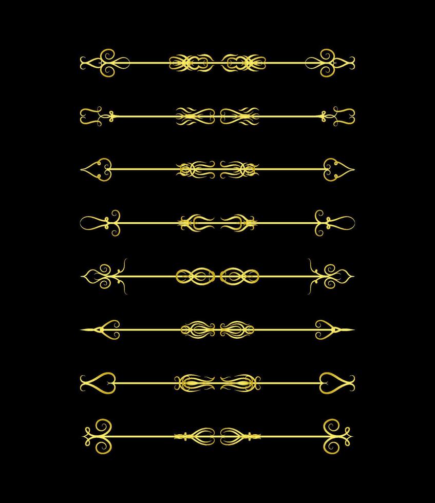 Gold Borders Elements Set Collection, ornament Vector