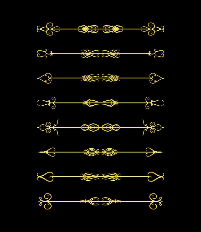 Gold Borders Elements Set Collection, ornament Vector