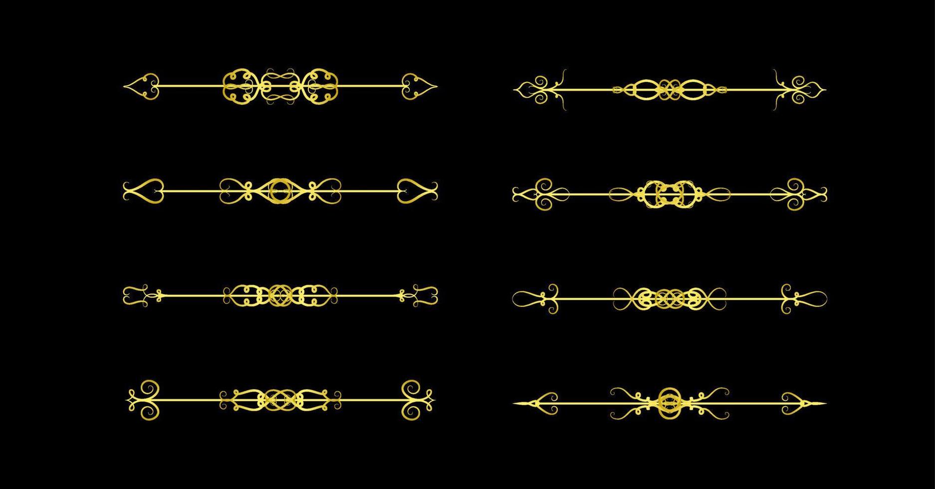 Gold Borders Elements Set Collection, ornament Vector