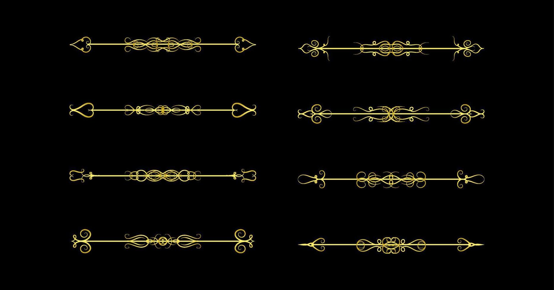 Gold Borders Elements Set Collection, ornament Vector