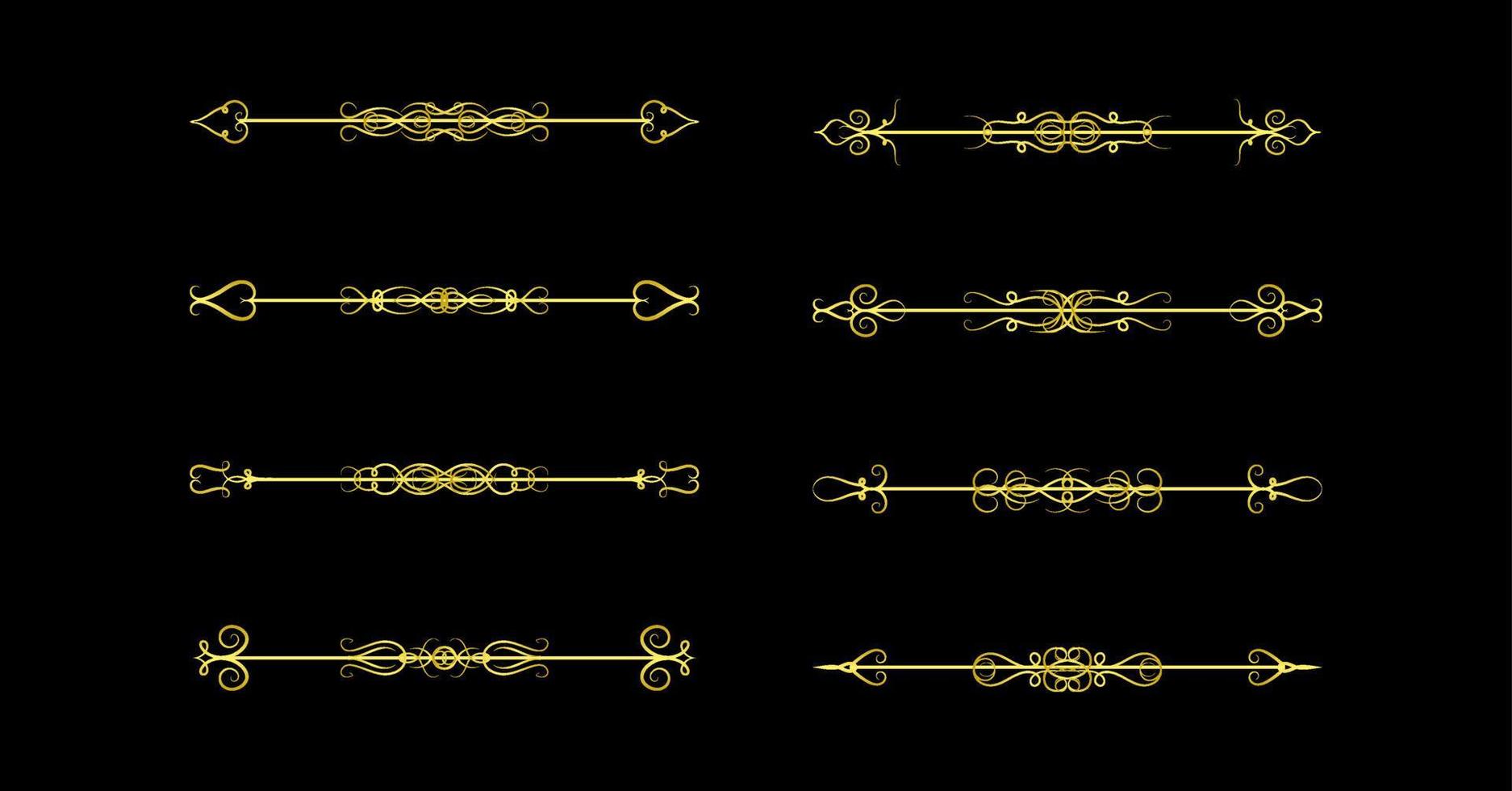 Colección de elementos de bordes dorados, vector de adorno