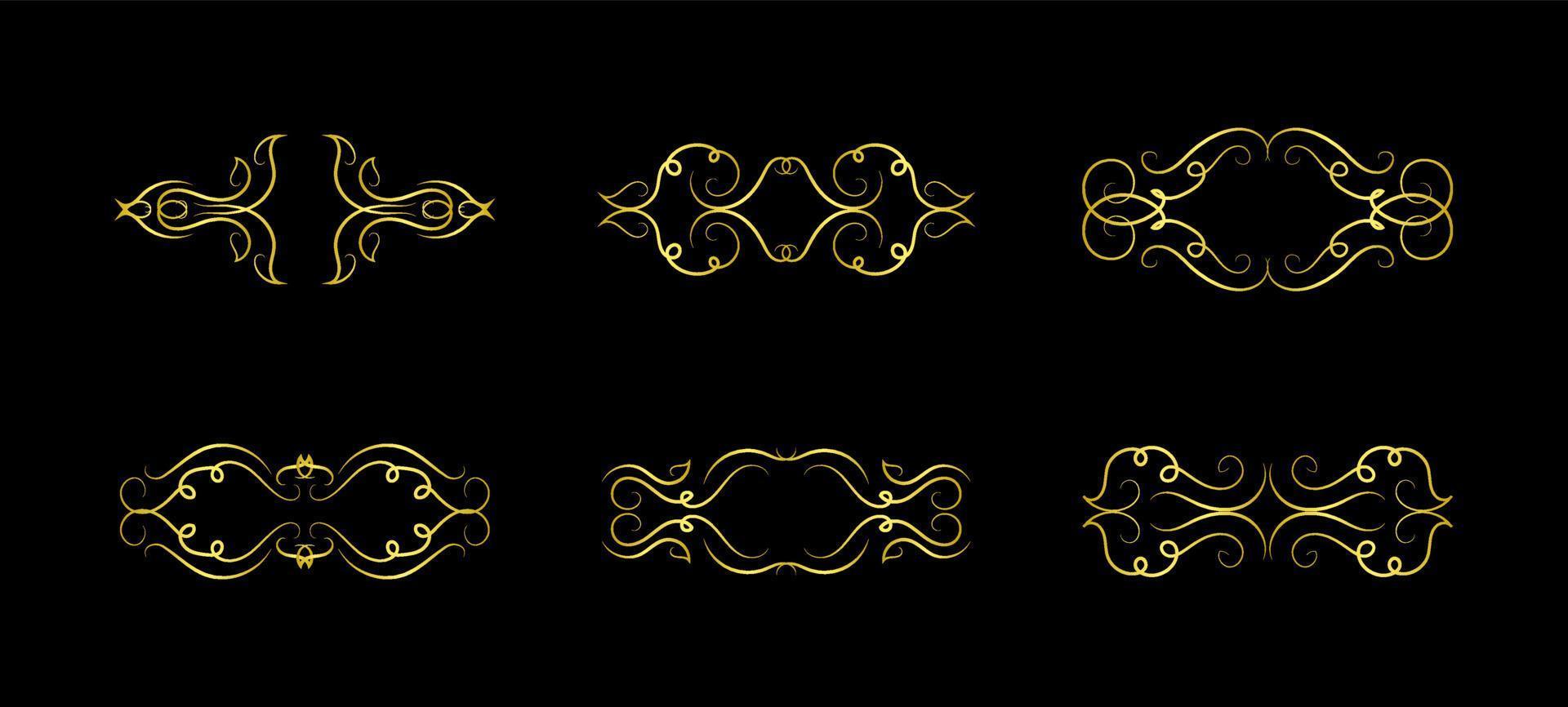 Gold Borders Elements Set Collection, ornament Vector