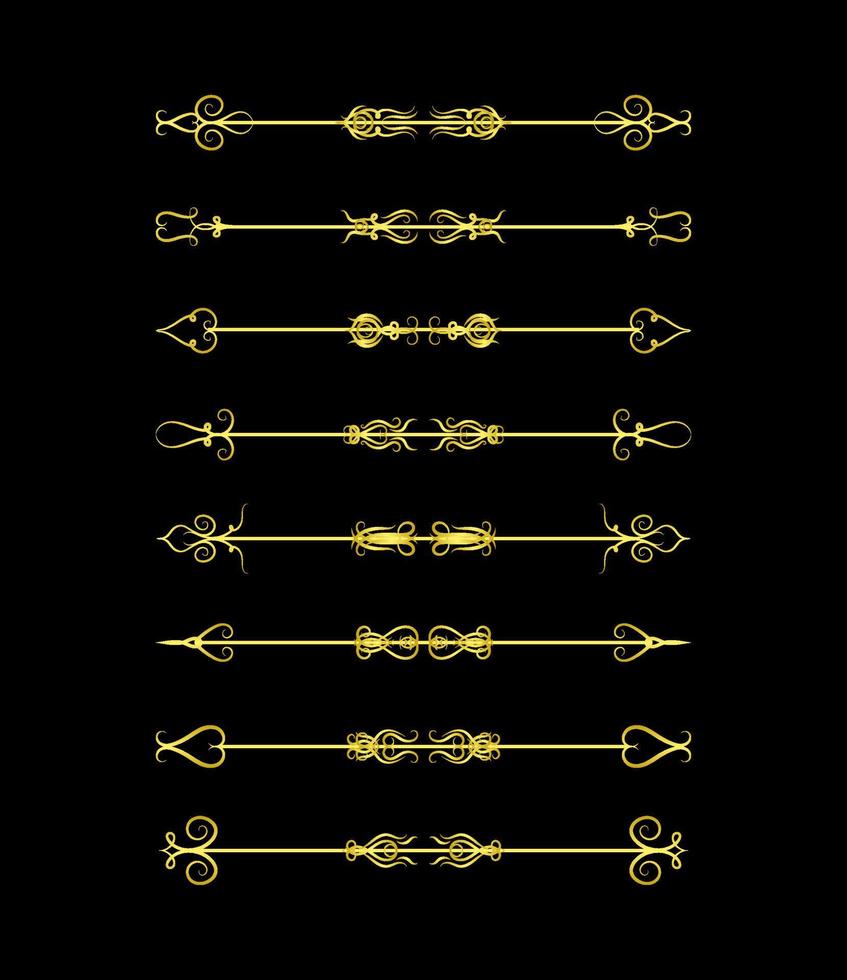 Gold Borders Elements Set Collection, ornament Vector