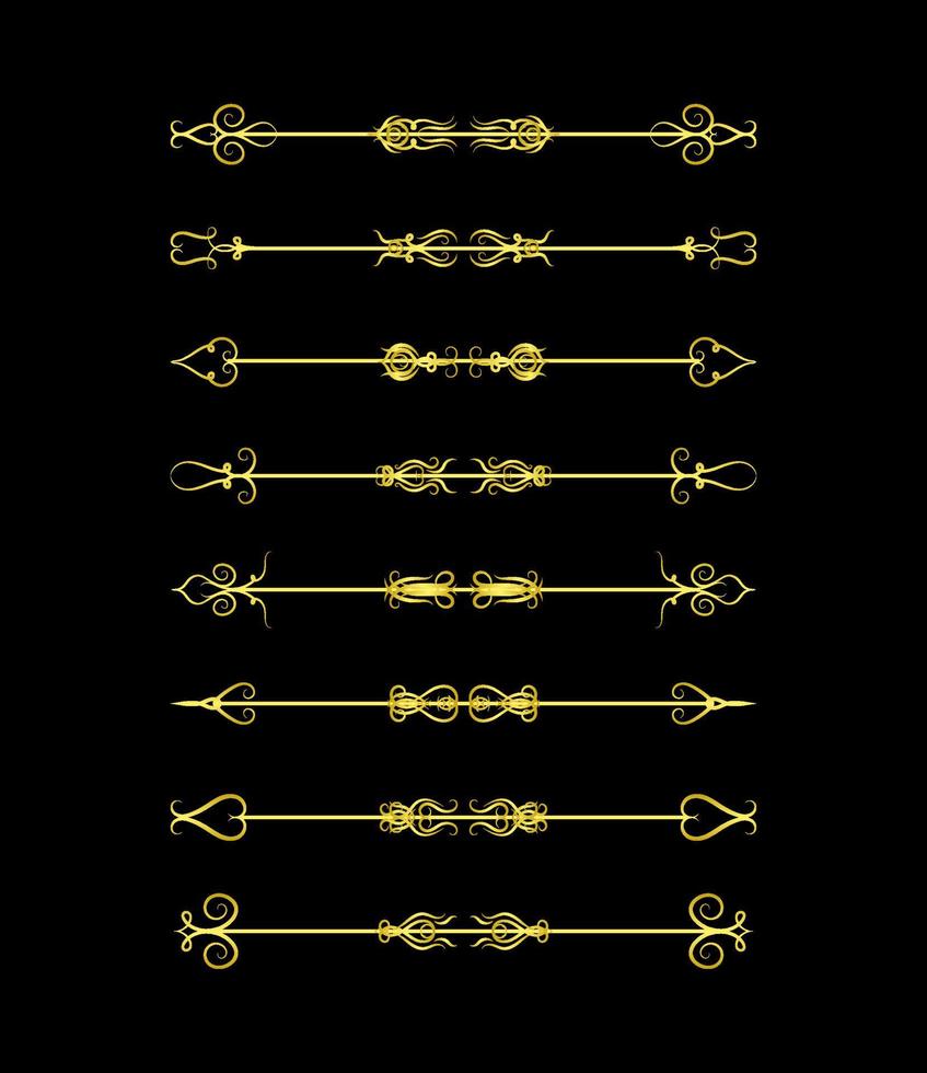 Gold Borders Elements Set Collection, ornament Vector