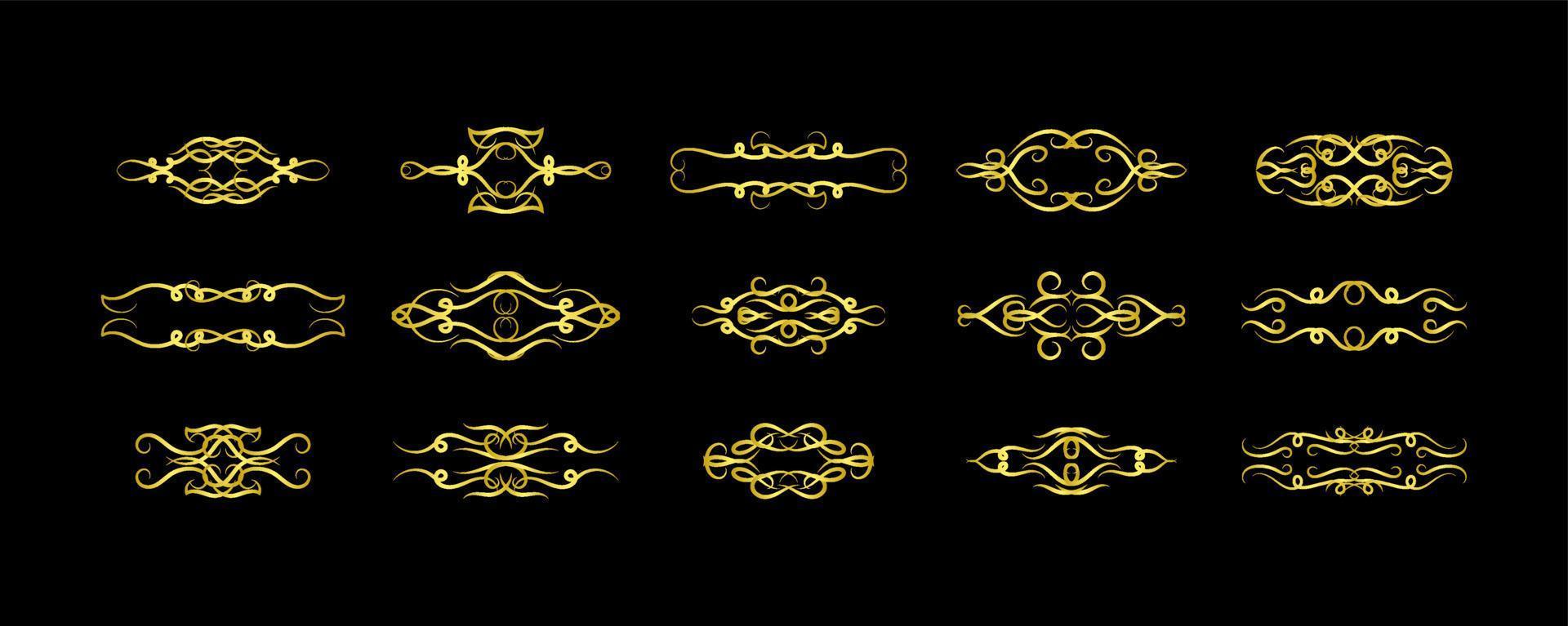 Gold Borders Elements Set Collection, ornament Vector