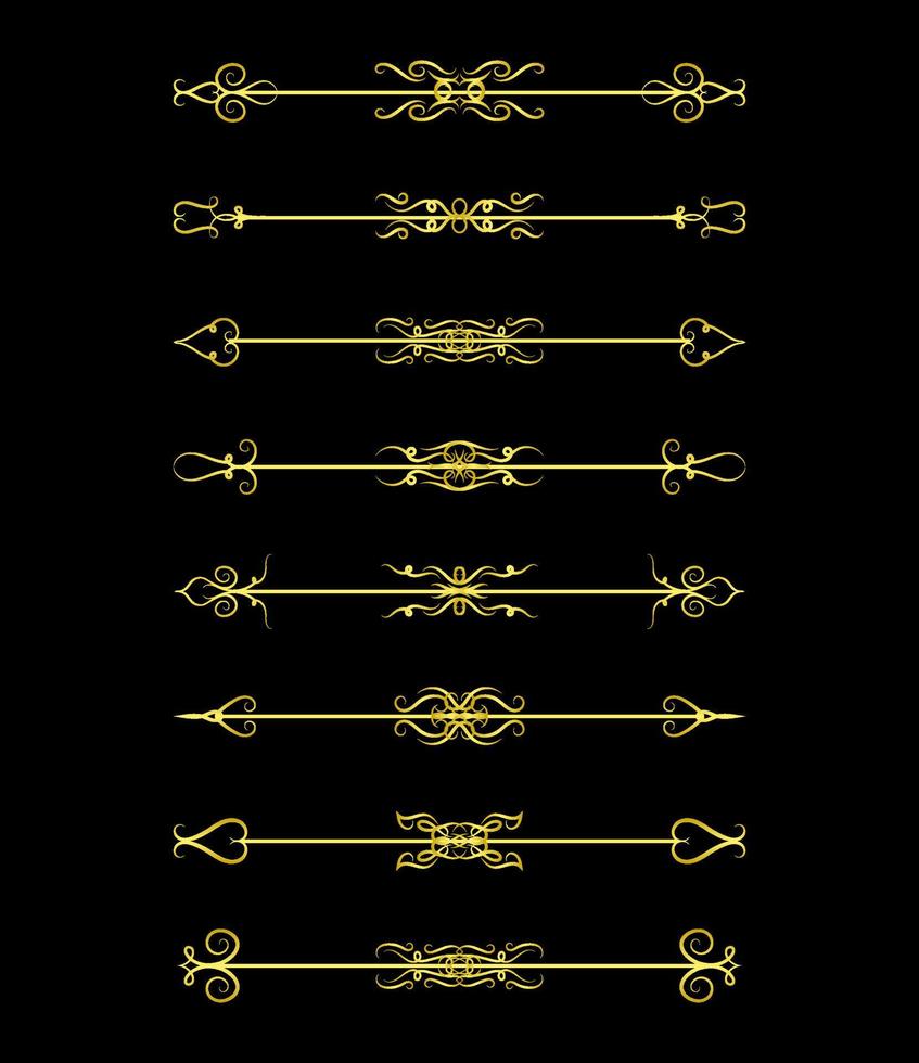 Gold Borders Elements Set Collection, ornament Vector