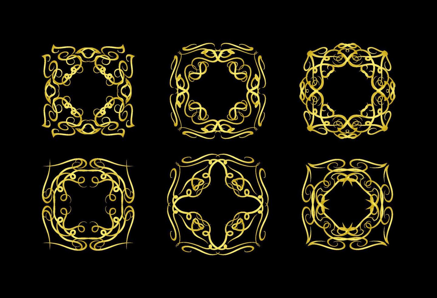 Gold Borders Elements Set Collection, ornament Vector