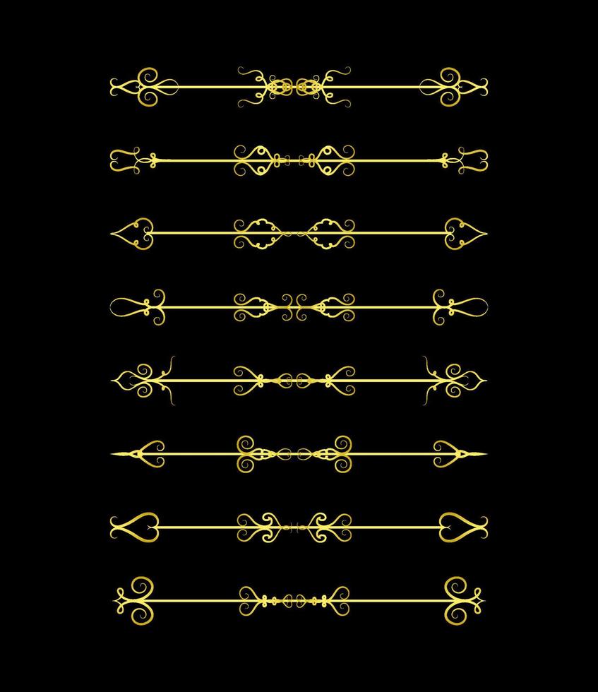 Gold Borders Elements Set Collection, ornament Vector