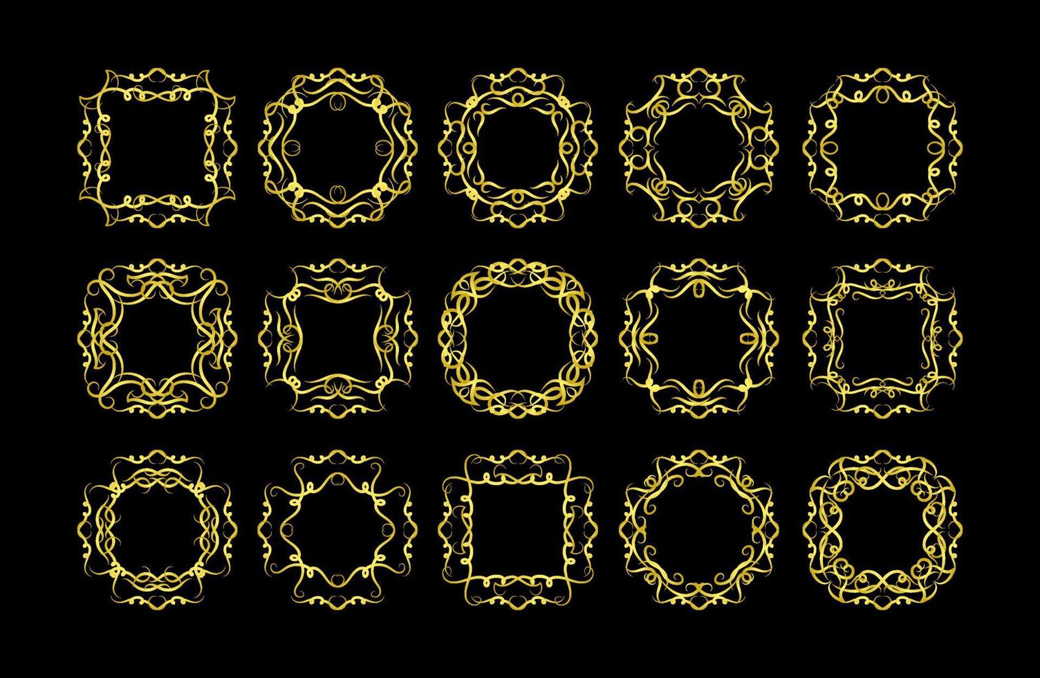 Colección de elementos de bordes dorados, vector de adorno