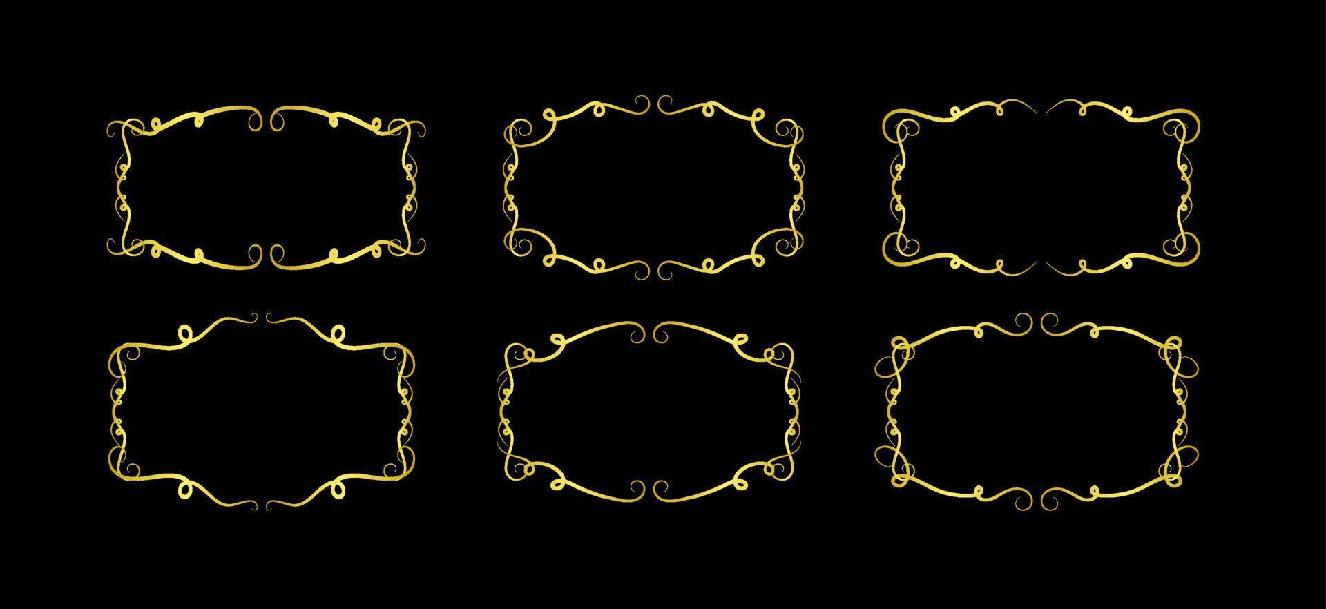 Gold Borders Elements Set Collection, ornament Vector