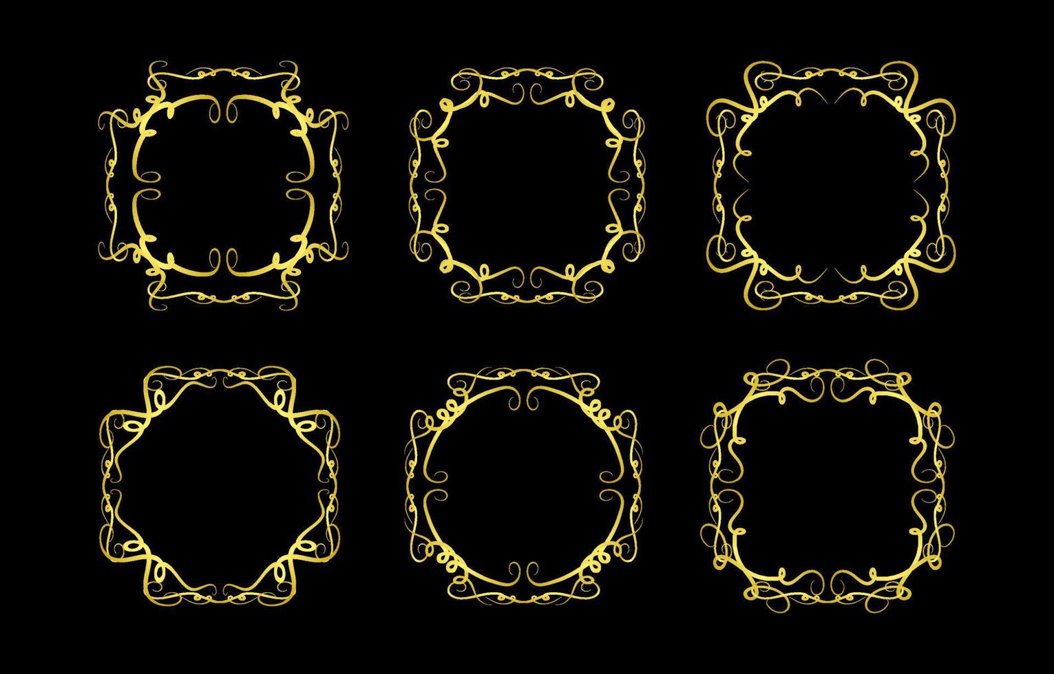 Gold Borders Elements Set Collection, ornament Vector