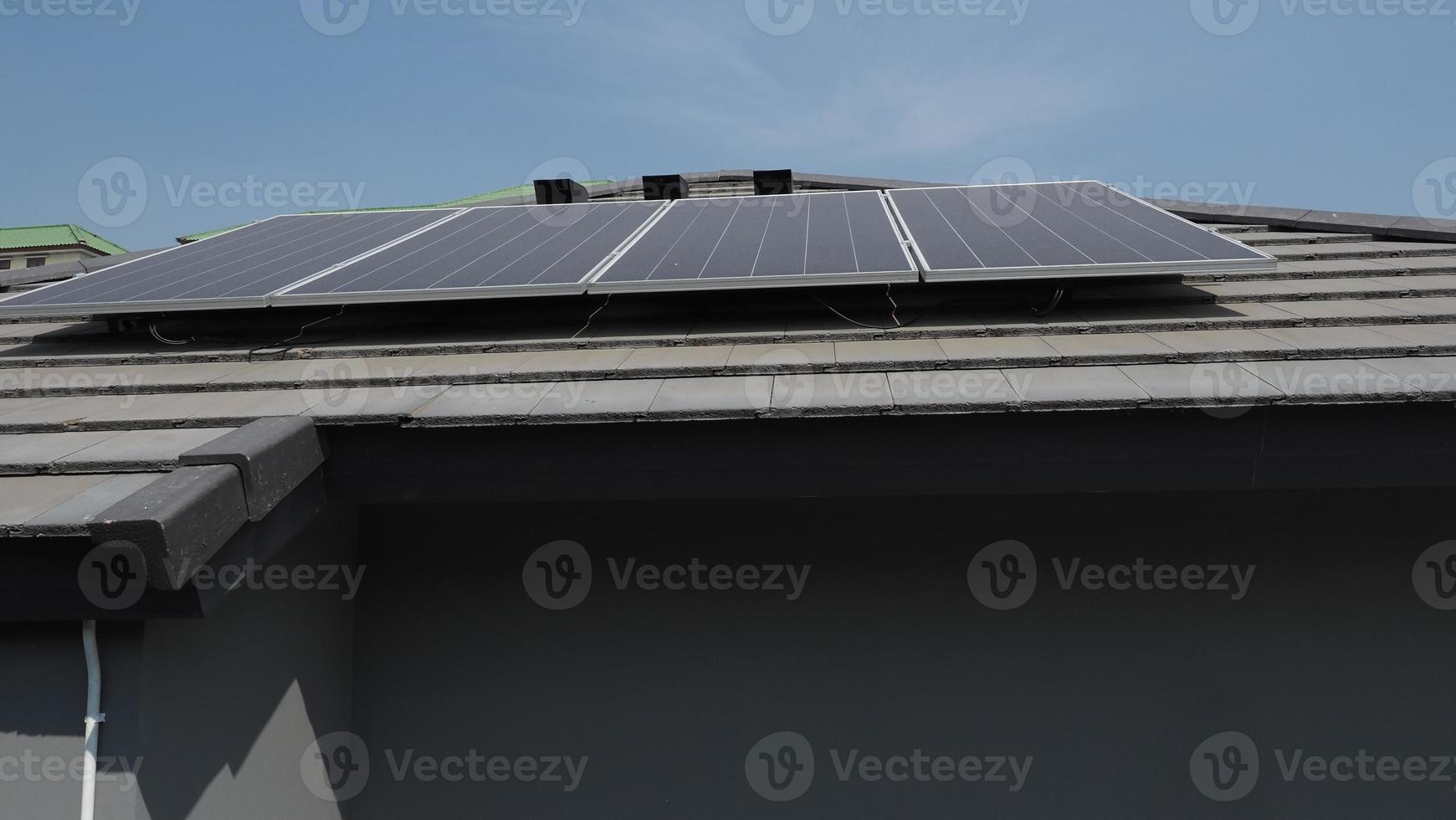 Photovoltaic. Solarcell panel. Solar roof power plant on the roof photo