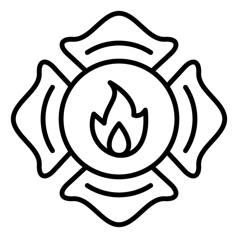 Firefighter Badge Line Icon vector