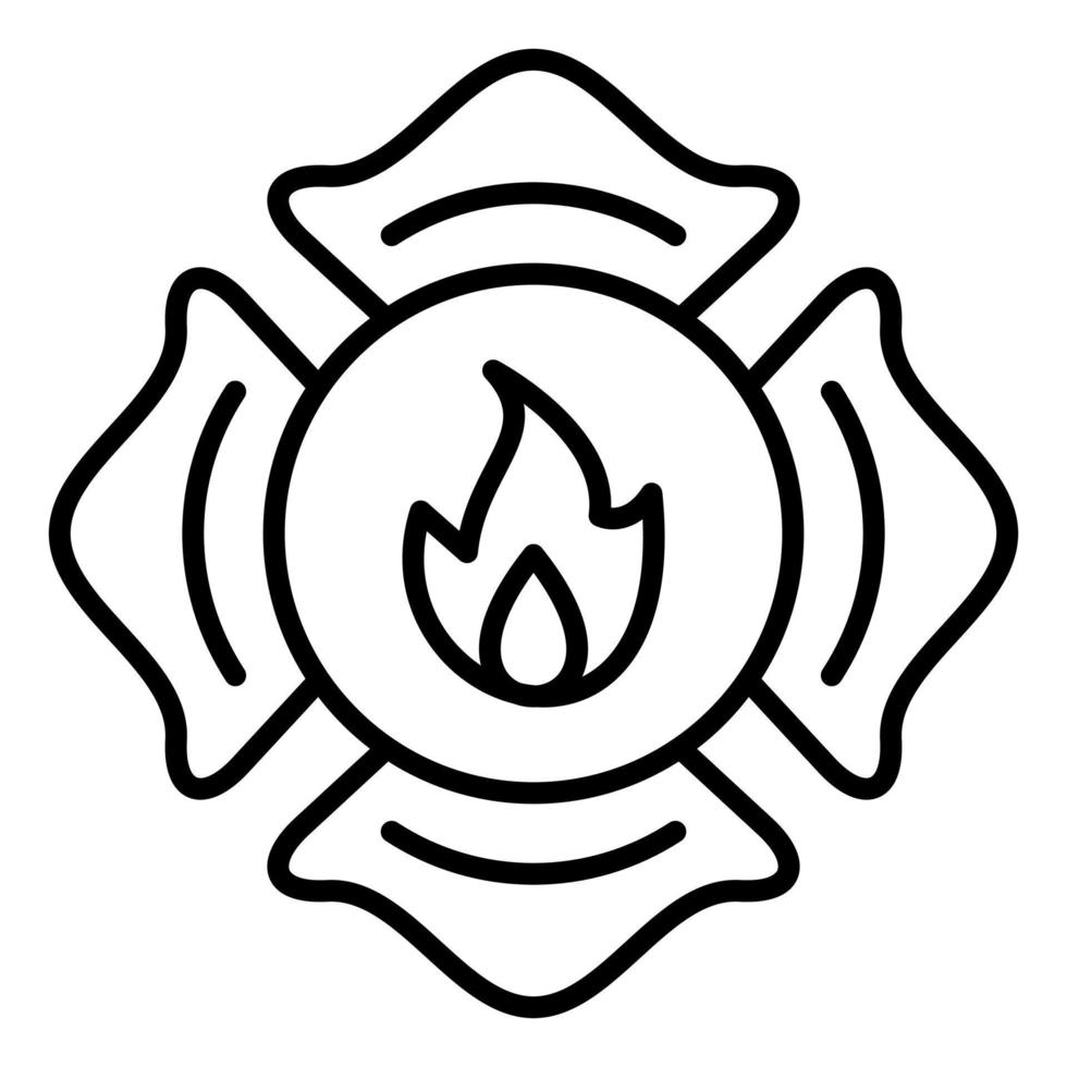 icono de línea de insignia de bombero vector