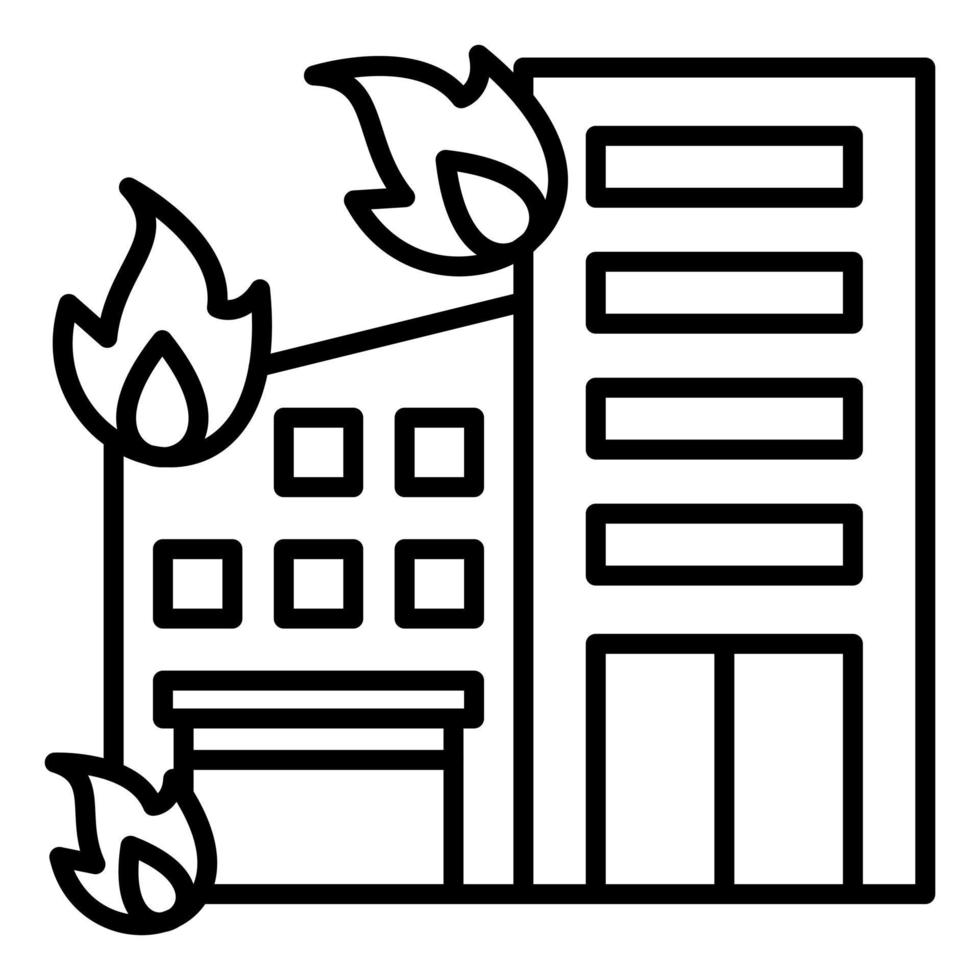 Building Fire Line Icon vector