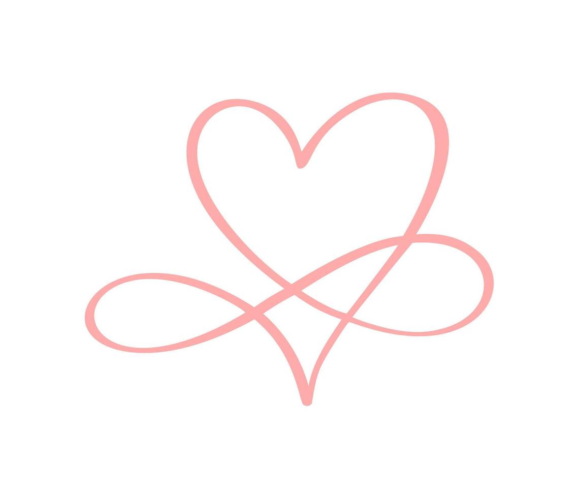 signo de corazón rosa infinito amor para siempre logo vector. símbolo romántico vinculado a la unión, la pasión y la boda. plantilla para camiseta, tarjeta, póster. elemento plano de diseño de la ilustración del día de san valentín vector